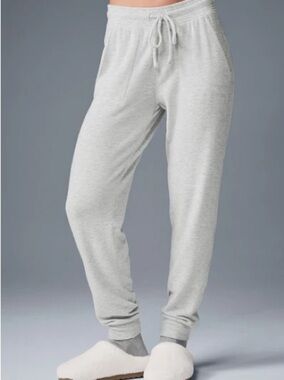 Alo Yoga Soho Sweatpant Light Gray Cozy Drawstring Joggers Large